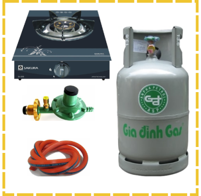 Trọn Bộ Bình Bếp Gas Đơn Sakura SA-300g Van Dây Tự Động